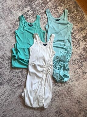 Women’s Summer Ribbed Ruched Drawstring Dresses - Lot of 3